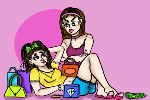 Two girls showing the contrasting ideals and lifestyles of minimalism and maximalism.