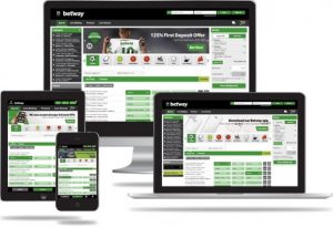 Betway screens on laptop, phone and other mobile devices