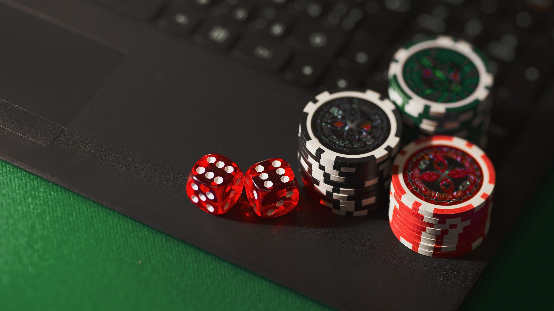 in article about betway casino, poker chips on keyboard