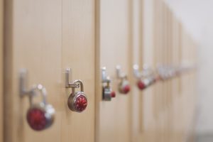Shot of high school lockers depicting the coming-of age story told in the Derry Girls.