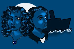 Illustration of Rose and Jack from the film Titanic.