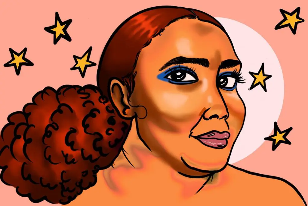 An illustration of Lizzo up close.
