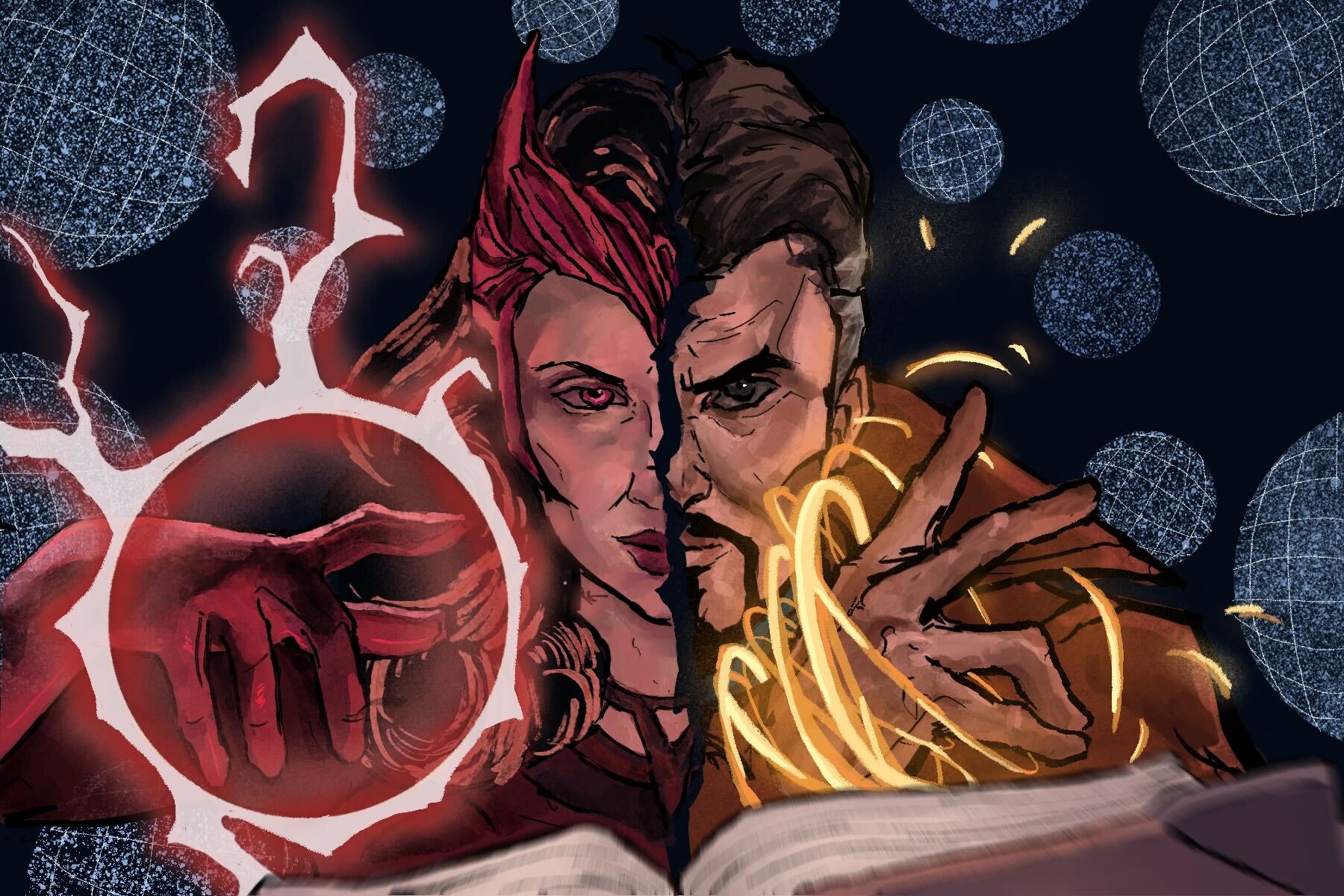 In an article about the Multiverse in Doctor Strange, an illustration of Doctor Strange and Wanda Maximoff