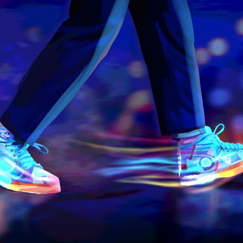 a depiction of colorful sneakers