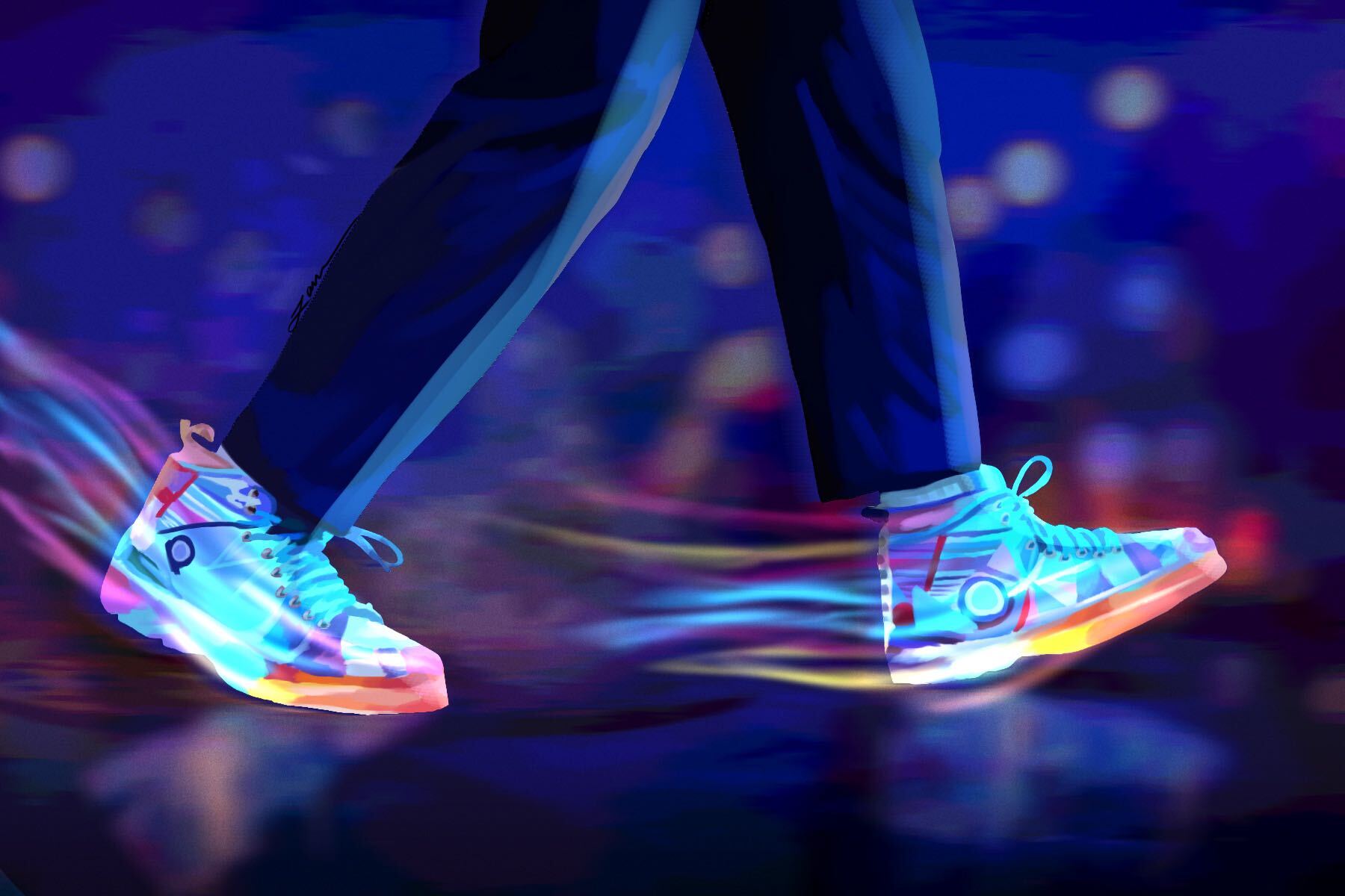 a depiction of colorful sneakers