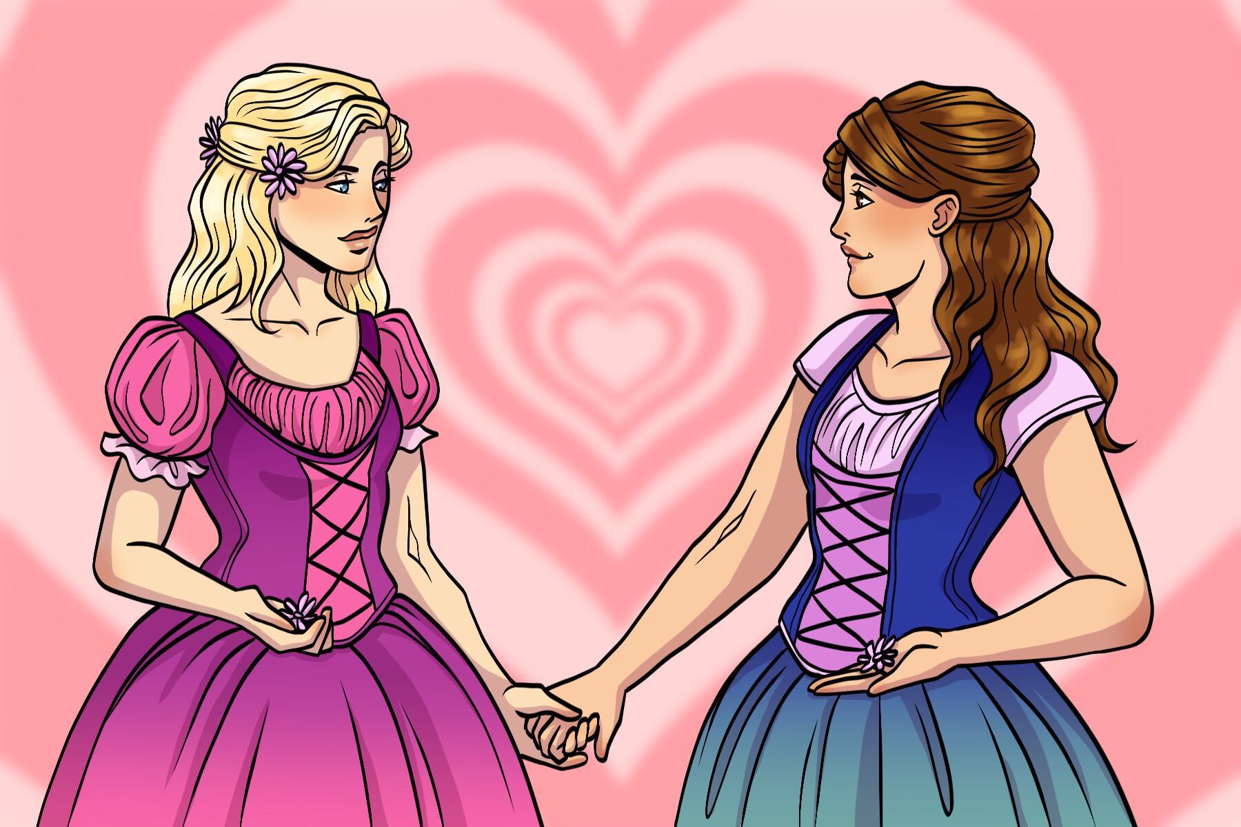 An illustration of the two main characters from the Barbie fiilm
