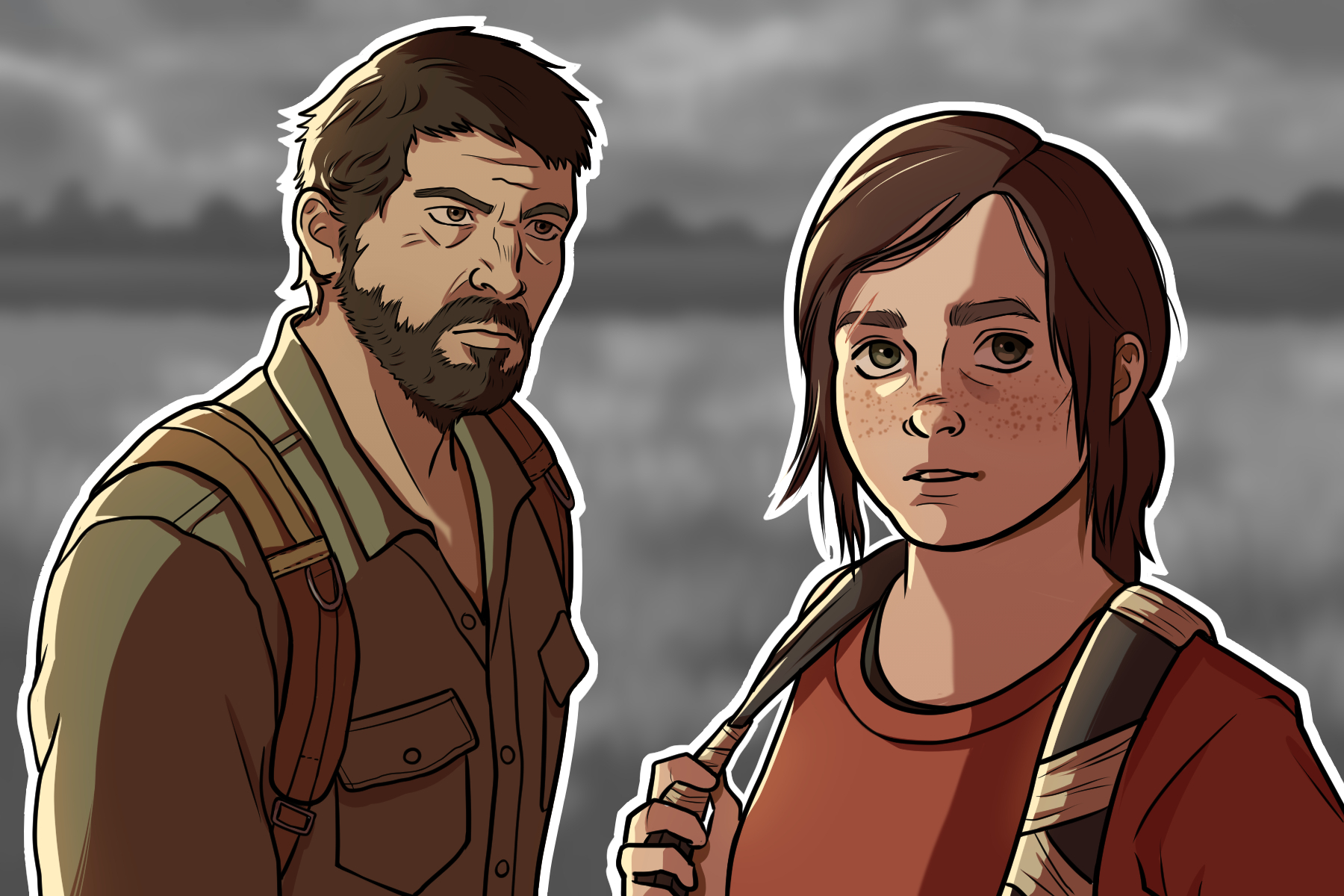 In an article about the video game The Last of Us, an illustration of the main characters