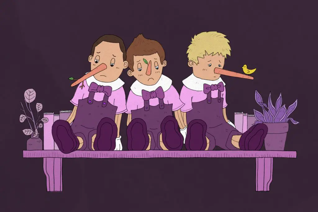 In a drawing of Muse, the misleading of "The Will of the People" shows three Pinocchios