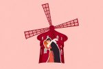 moulin rouge! the musical main characters kissing under windmill