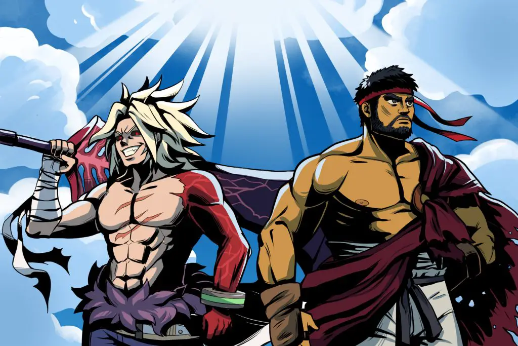 In an article about fighting games, an illustration of two characters from popular fighting games.