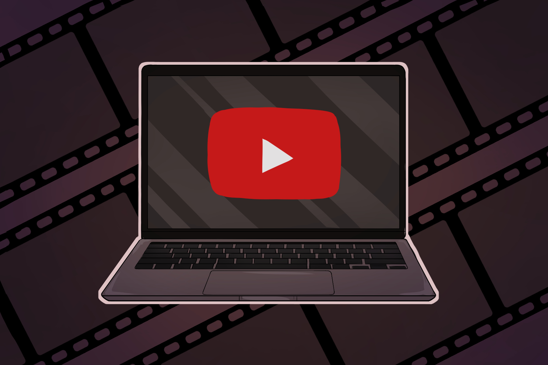 in an article about video essayists, a drawing about video essays shows a computer with the YouTube symbol on its screen.