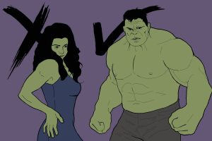 an illustration of she-hulk and the hulk