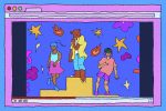 In an article about animated hip hop videos, an illustration of a brightly colored animated music video in a browser tab.
