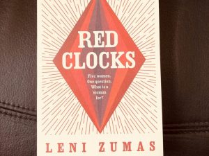 The cover of the novel "Red Clocks"