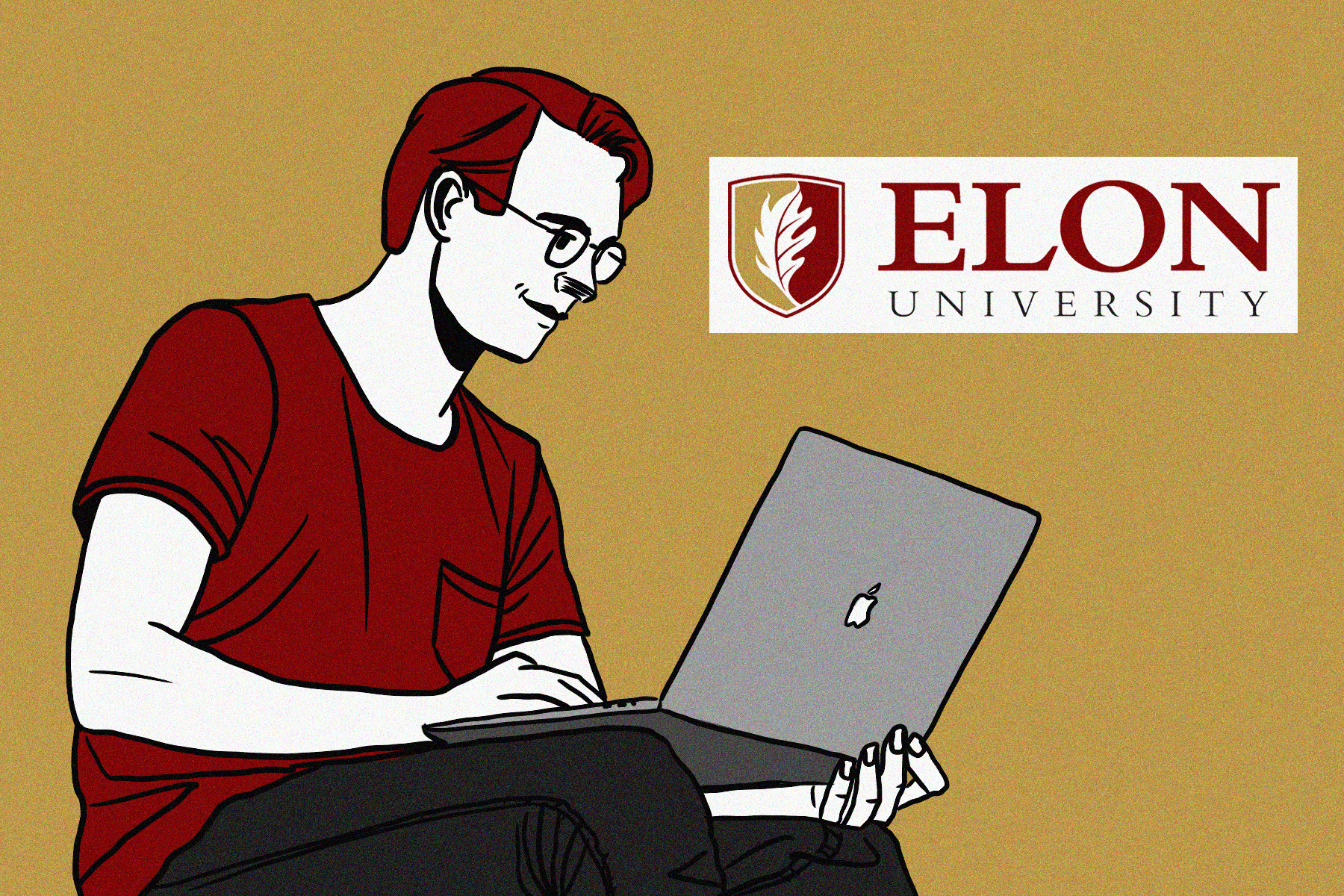 an illustration of an elon student