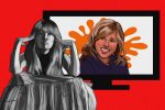 In an article about Jennette McCurdy's memoir, an illustration of her and her on-screen character behind her.