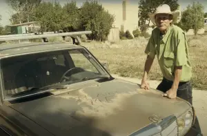 Creedence Clearwater Revival fan and old car