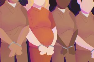 in an article about shackling, an illustration of women in prison