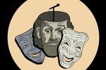 an illustration of george carlin and the drama masks