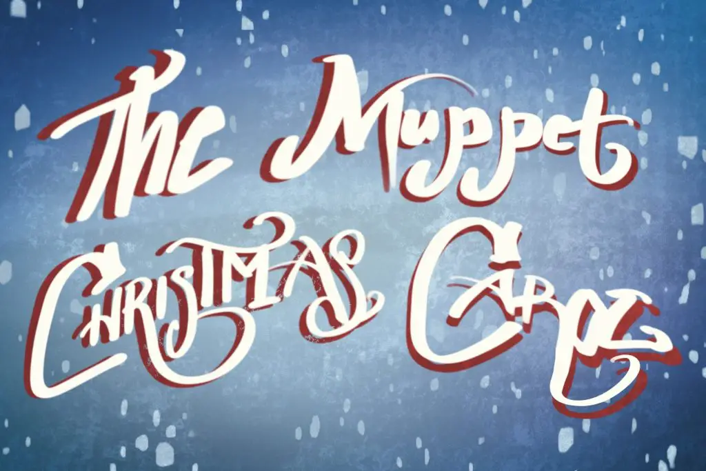 The words "The Muppet Christmas Carol" on a festive background