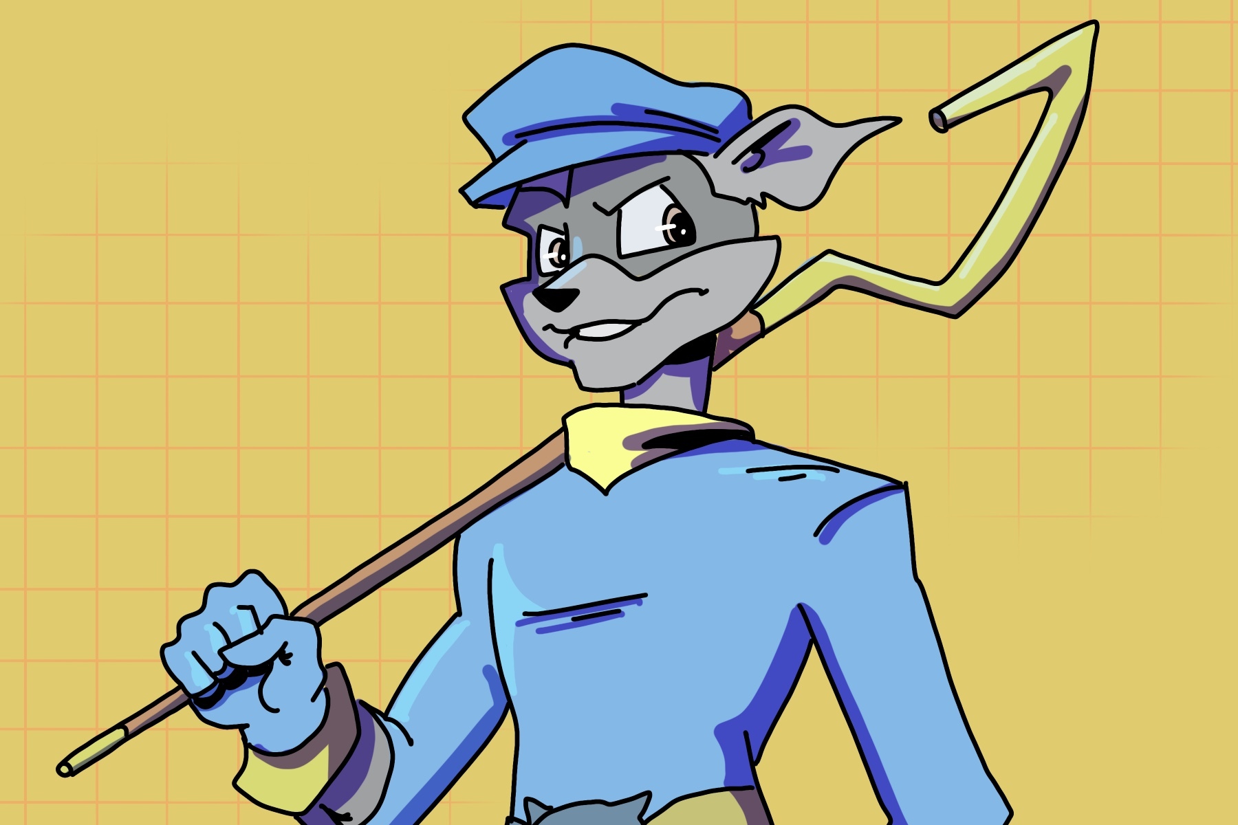 In an article about the Sony character Sly Cooper, an illustration of the main character.