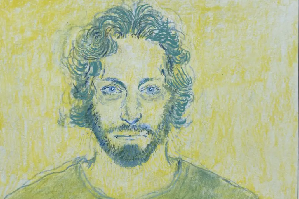 illustration of Vincent Gallo in green
