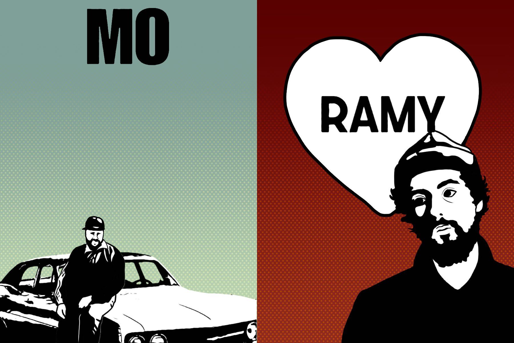 A drawing of Ramy and Mo shows the two characters side-by-side