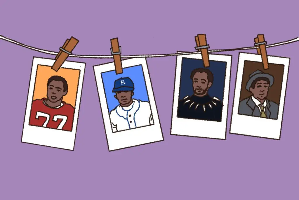 An illustration of pictures showing Chadwick Boseman in his various acting roles