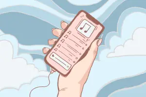 Illustration of a song playlist on a smart phone