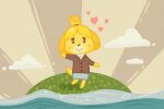 in an article about animal crossing, illustration of isabelle on an island