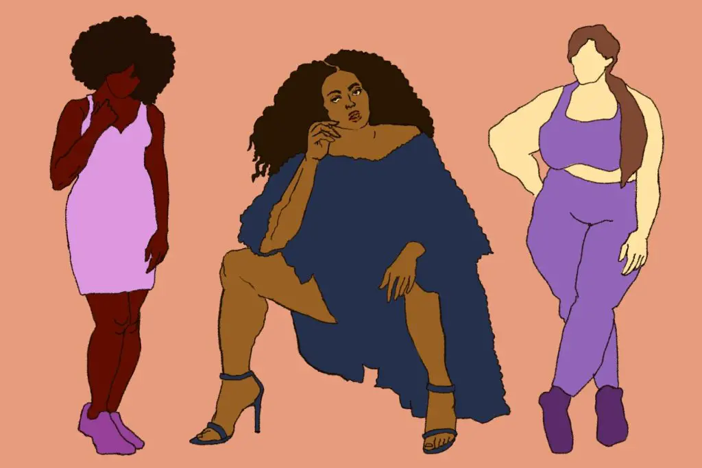 A drawing of Lizzo shows the performer beside two other women.
