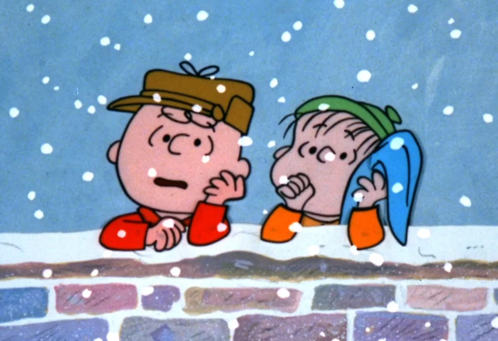 a screencap of Charlie Brown and Linus in 'A Charlie Brown Christmas'