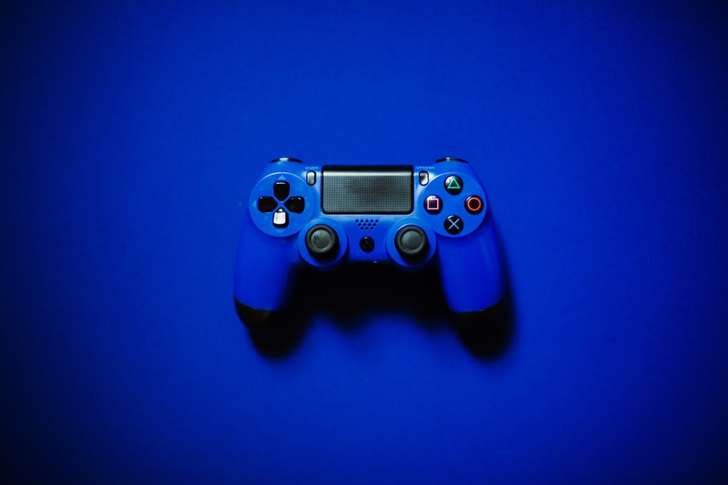 a blue video game controller