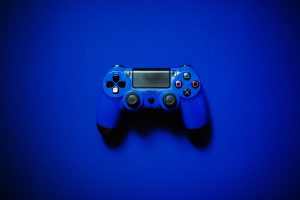 a blue video game controller