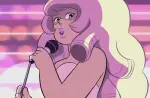 In an article about 'Steven Universe' the character Rose Quartz sings into a microphone.