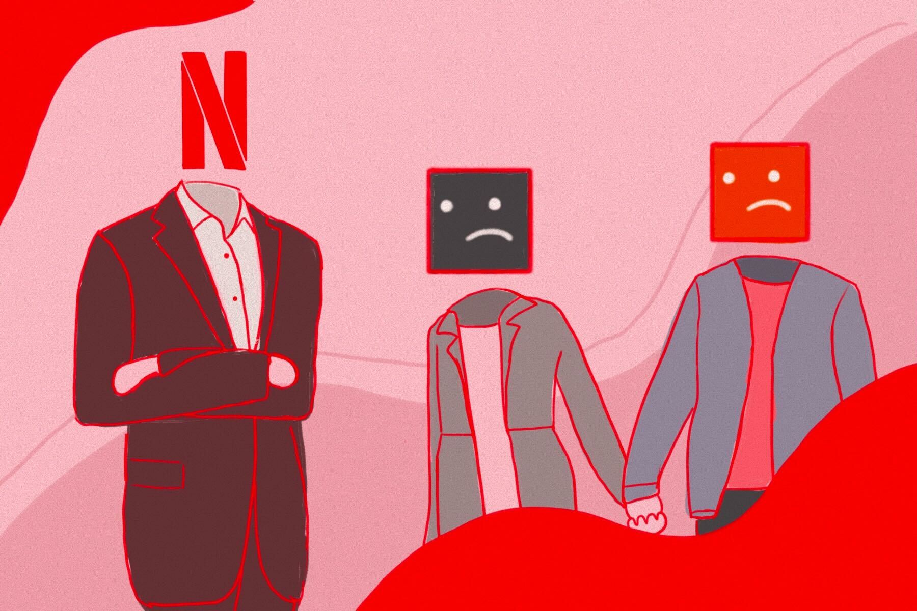 Illustration of Netflix and its unhappy users.