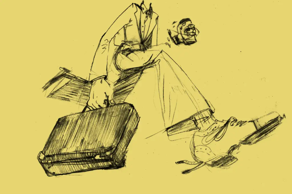 In an article about preparing for an interview, an illustration of a man dressed in a suit while holding a briefcase and coffee cup