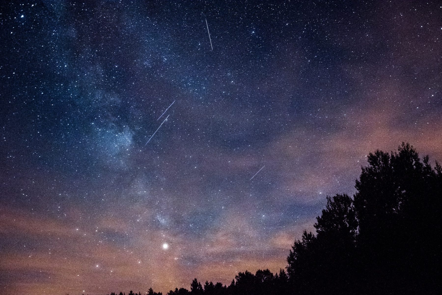 A photo of a meteor shower.