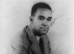 A black and white photographic portrait of Richard Wright, the author of the novel, "Native Son."
