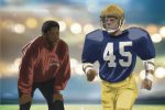 For an article about the best sports movies, an illustration of Rudy from "Rudy" and Herman Boone from "Remember the Titans."