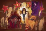 A montage of celebrity forms such as Marilyn Monroe and Michael Jackson amongst Hollywood Stars.
