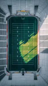 Football field from birds-eye-view