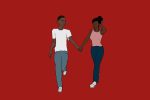 An illustration featuring a couple that represents a popular book genre, Black romance.