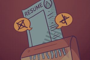 An illustration of a resume that is listed with inactive social media profiles.