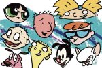An illustration of a variety of characters from popular '90s cartoons.
