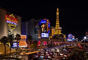 In an article about live casinos, a picture of the Las Vegas skyline.