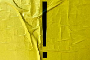 In an article about the exclamation mark, a black exclamation mark against a yellow background.