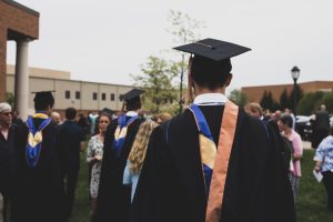 In an article about helping your college friend succeed, a graduation ceremony.