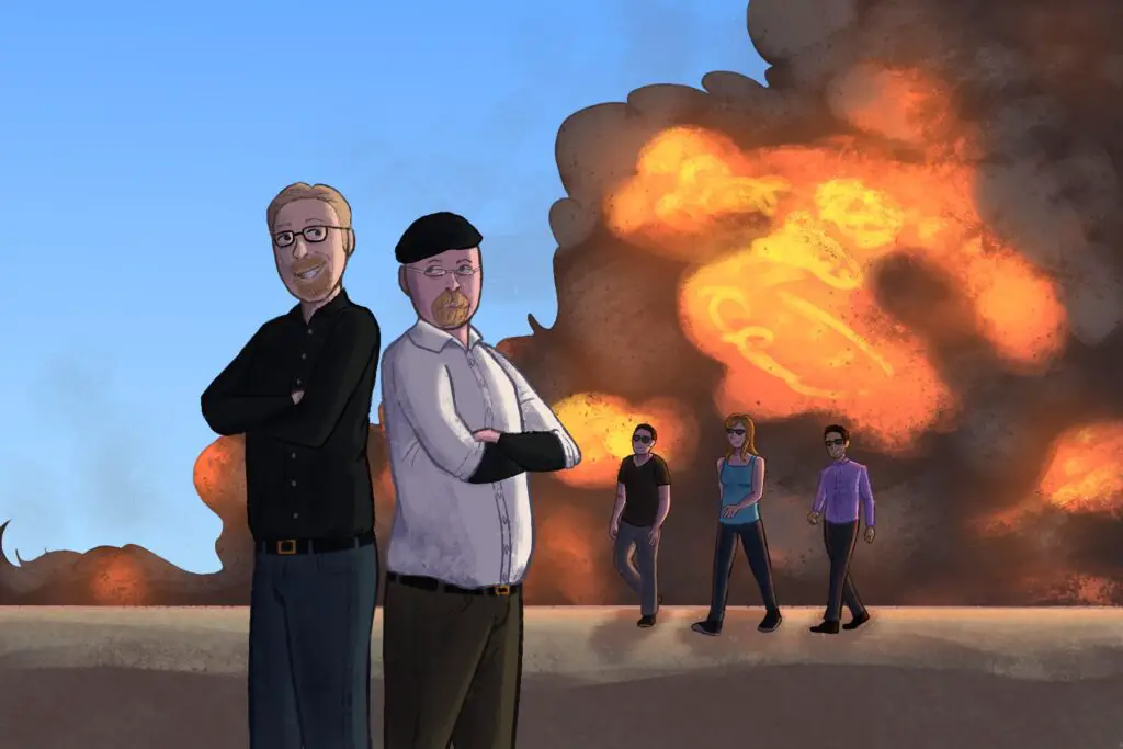 An image of the popular American TV series “Mythbusters”