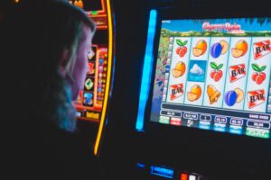 Woman Playing slot machine